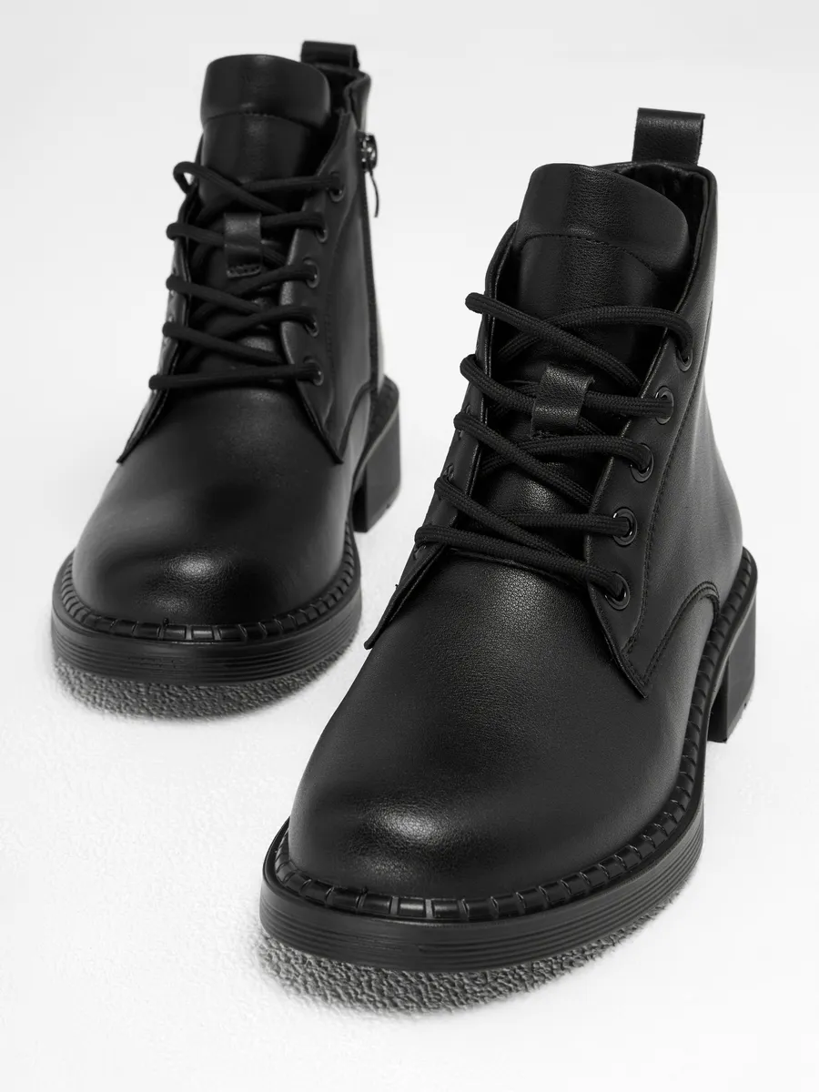 Ботинки женские осенние натуральная кожа черные 25-DBU12-5-101