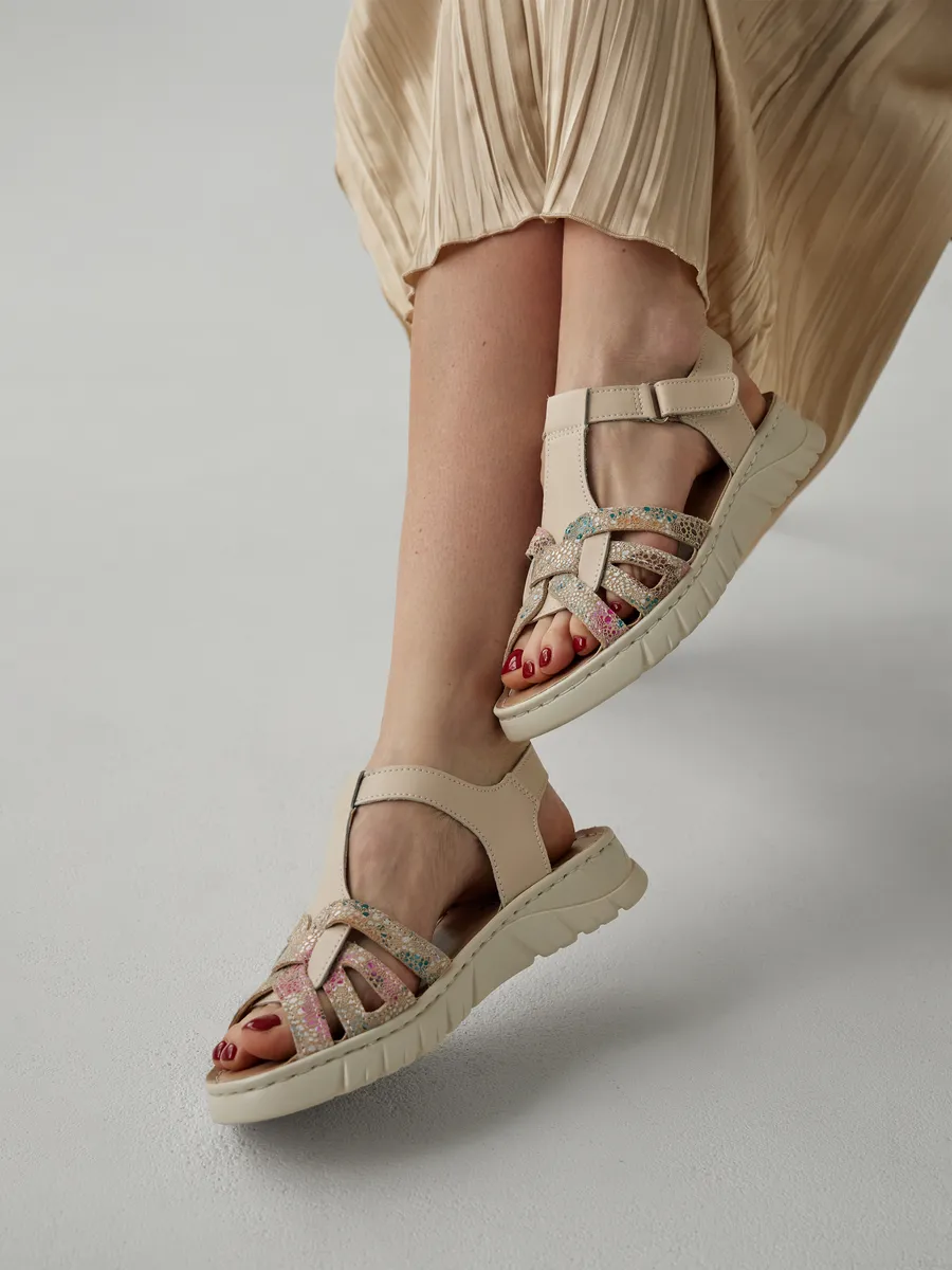 Босоножки женские летние натуральная кожа без каблука RN247-013