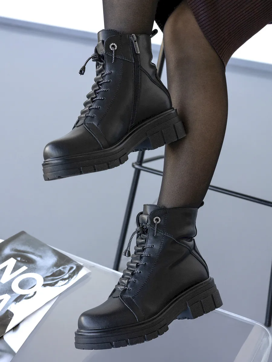 Ботинки женские зимние зимние черные натуральная кожа U284-020