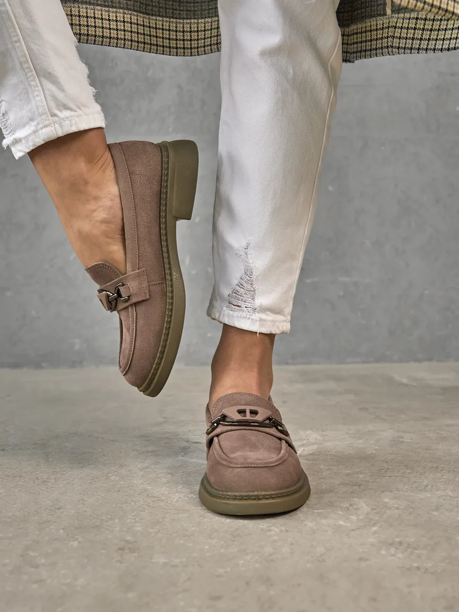 Лоферы женские замшевые натуральные на платформе 51-TZU3-13-210