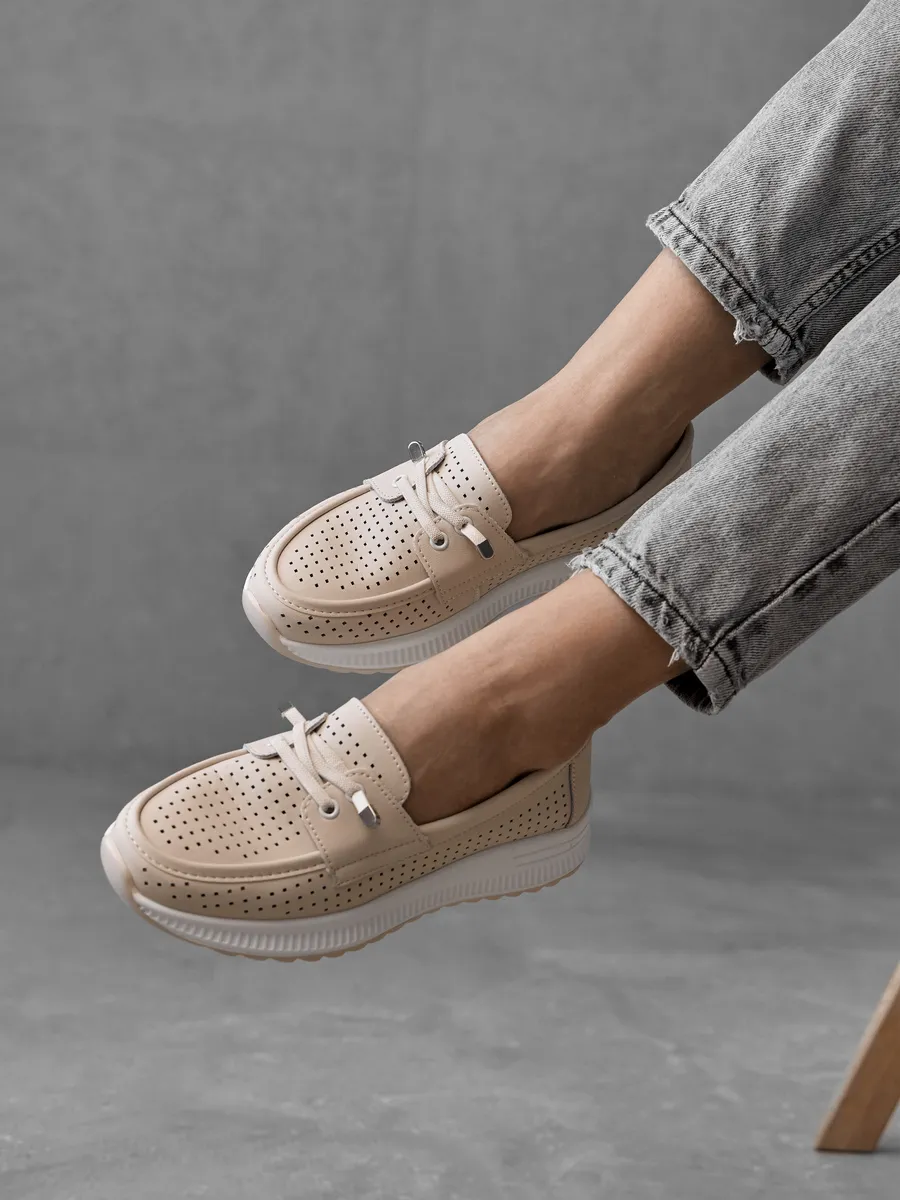 Мокасины женские летние дышащие натуральная кожа 41-TPY9-14-111