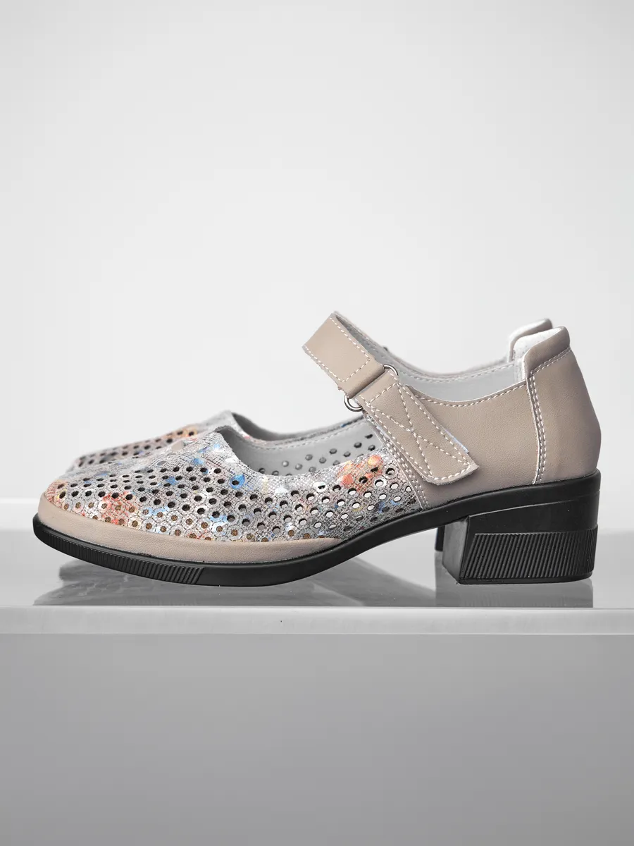 Туфли женские на низком каблуке натуральная кожа HX142-012Lk