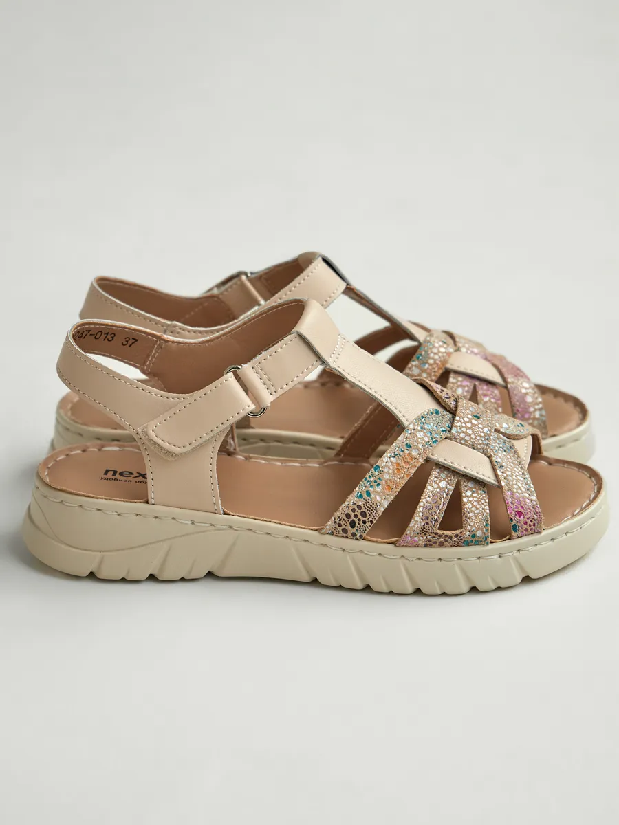 Босоножки женские летние натуральная кожа без каблука RN247-013