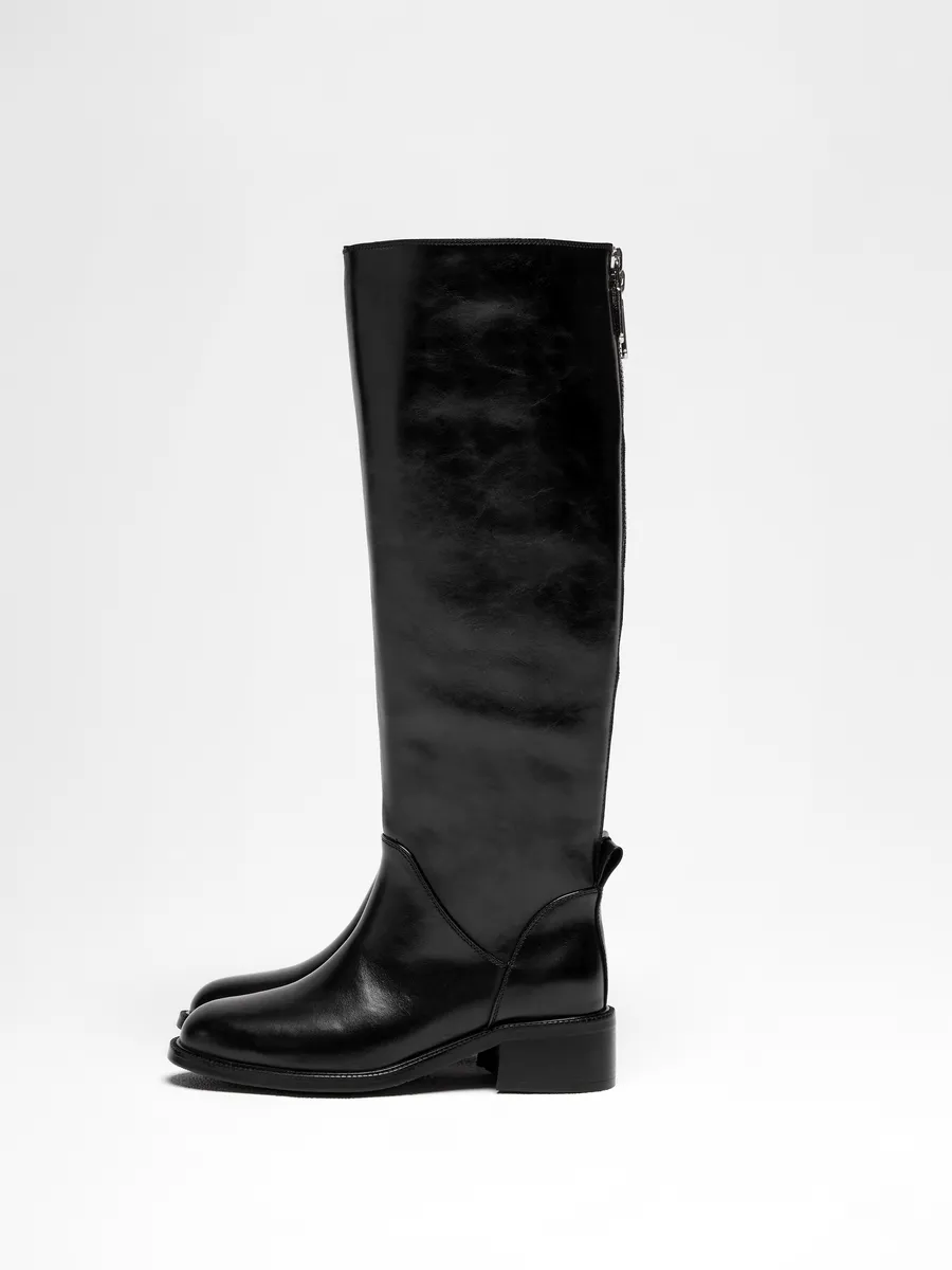 Сапоги женские демисезонные натуральная кожа черные XJ054-01KB-BL