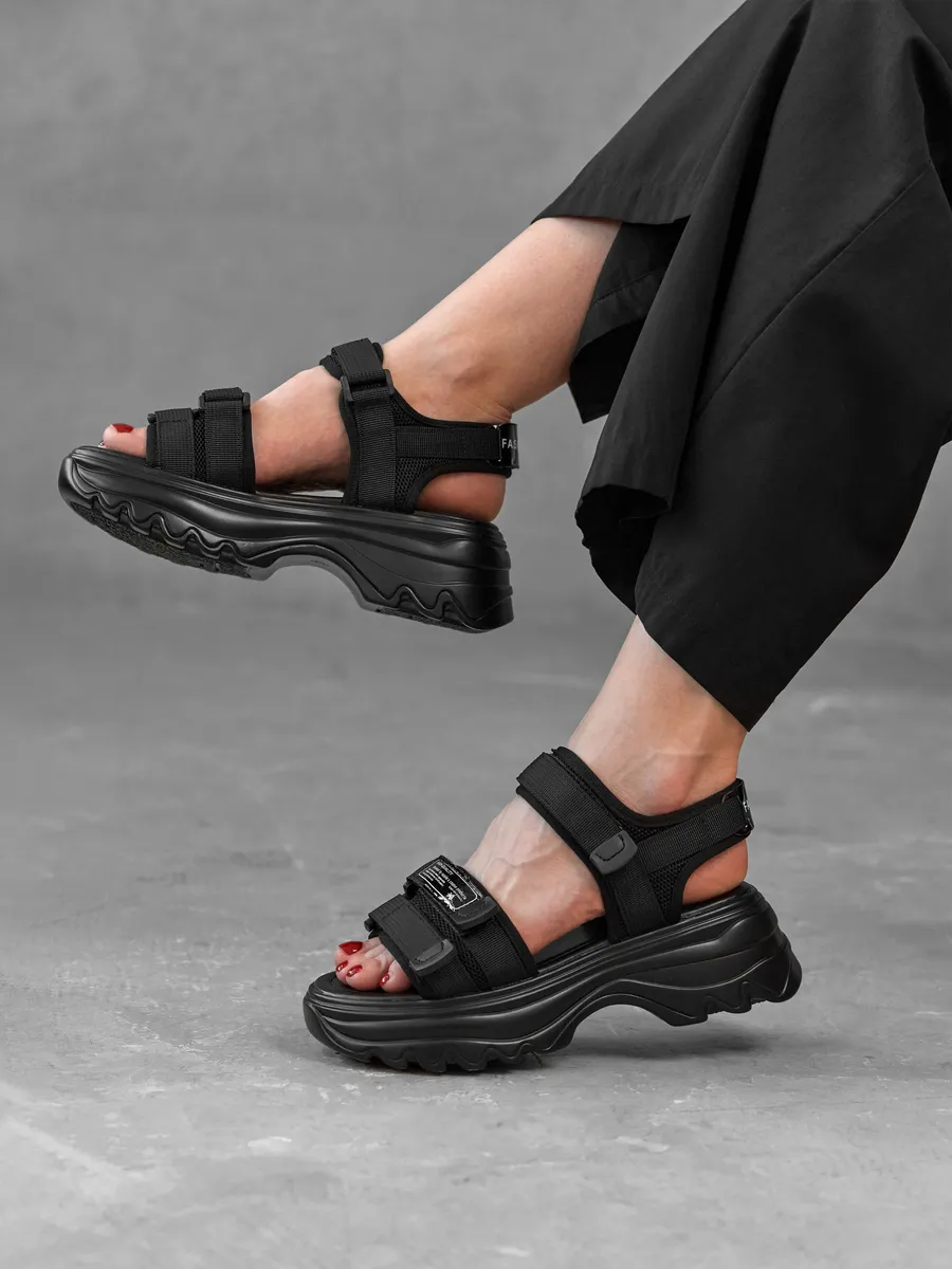 Босоножки женские летние на платформе черные JYM2332-2B