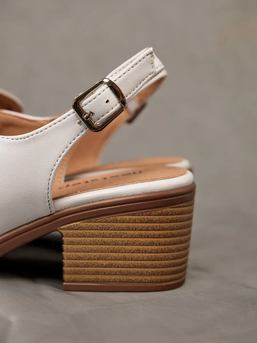 Босоножки женские летние натуральная кожа белые на каблуке 51BKE31-5-112k