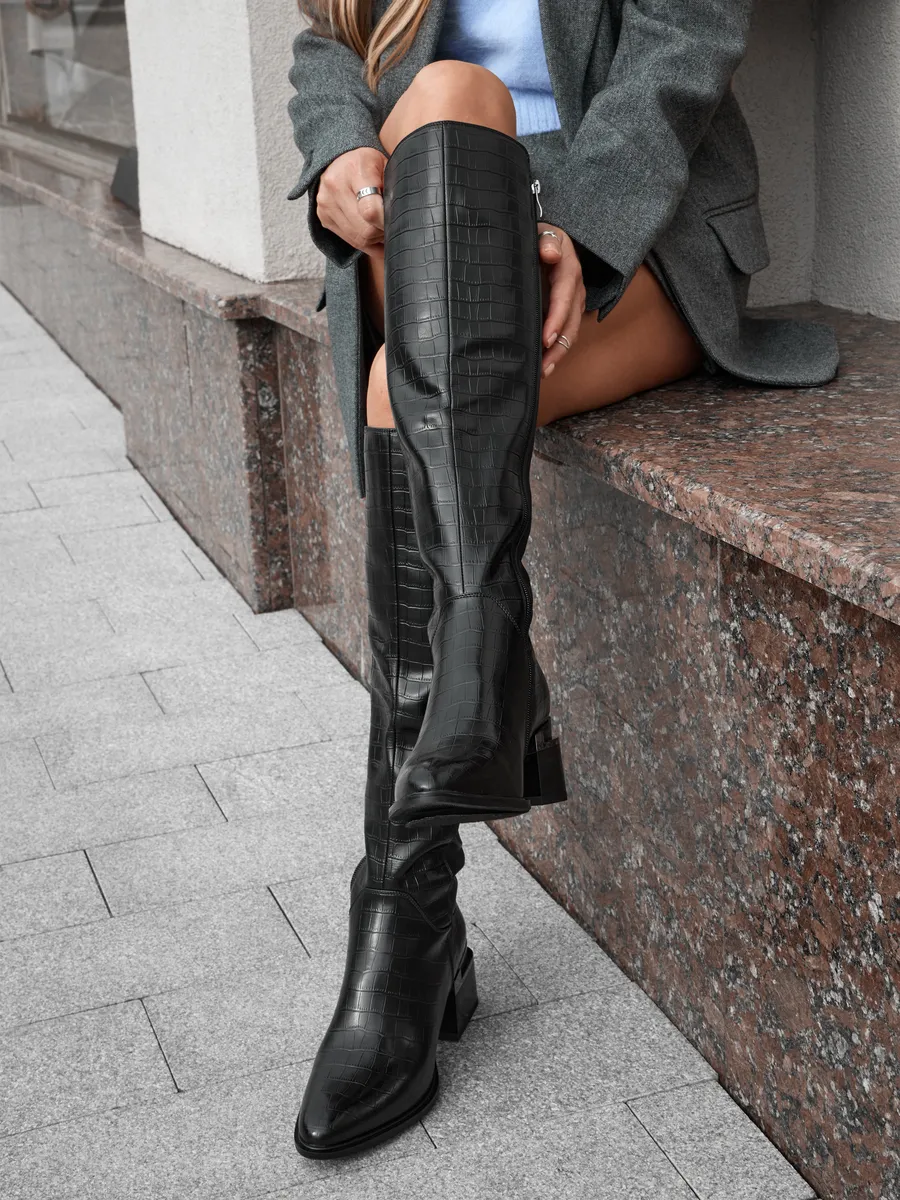 Сапоги женские демисезонные на каблуке натуральная кожа MH772-012k