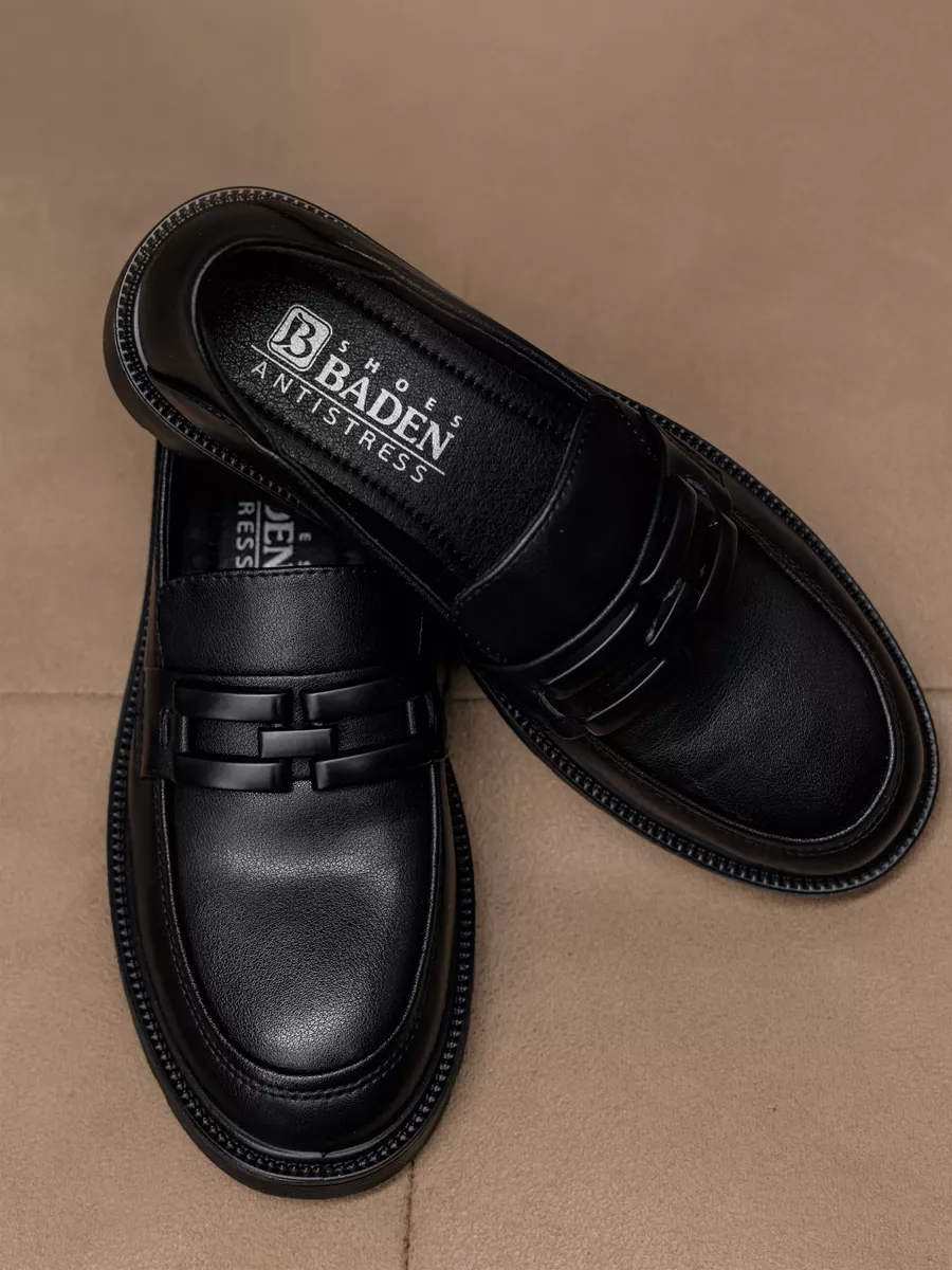 Лоферы женские натуральная кожа осенние черные GC053-010