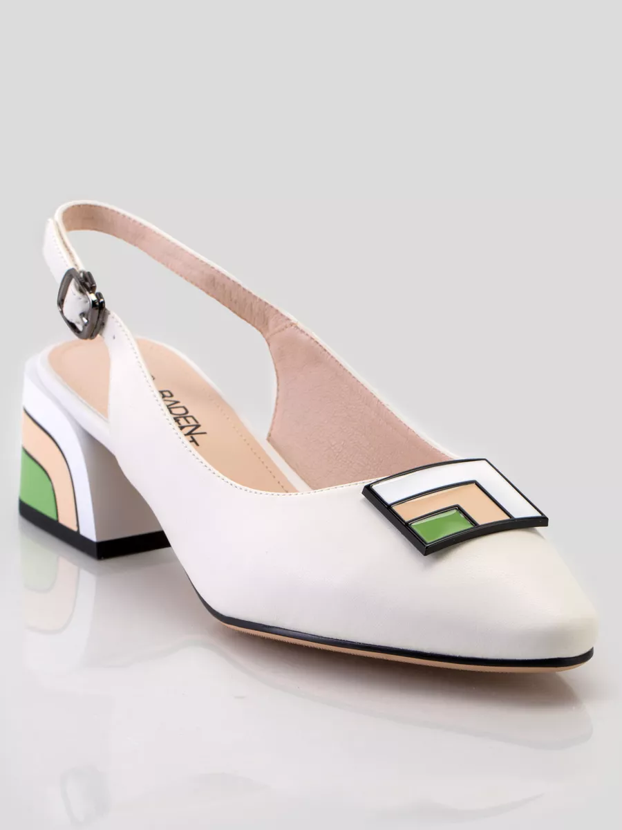 слингбэки женские на каблуке туфли кожаные с открытой пяткой HL061-013