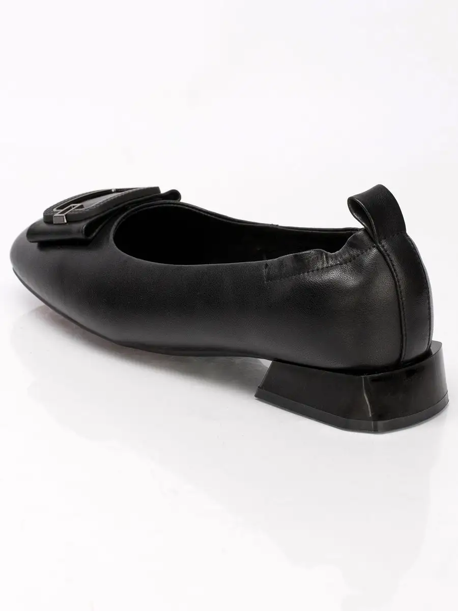 Туфли женские натуральная кожа черные на низком каблуке EH282-010K