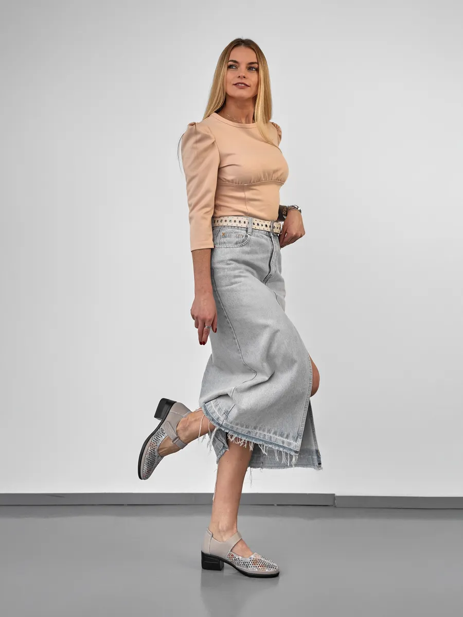 Туфли с перфорацией на каблуке HX142-012