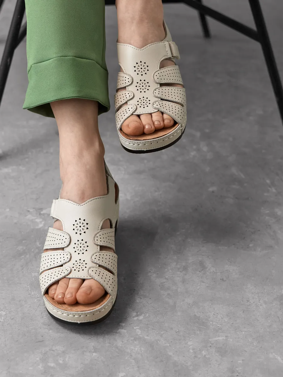 Босоножки женские летние на танкетке натуральная кожа 31W31-6-022