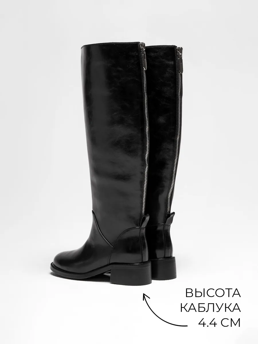 Сапоги женские демисезонные натуральная кожа черные XJ054-01KB-BL