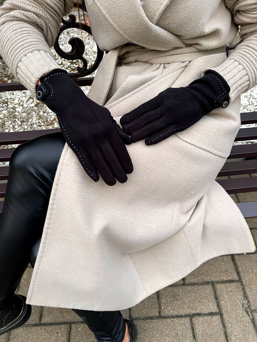 Перчатки женские черные весенние сенсорные трикотажные TX104-01S