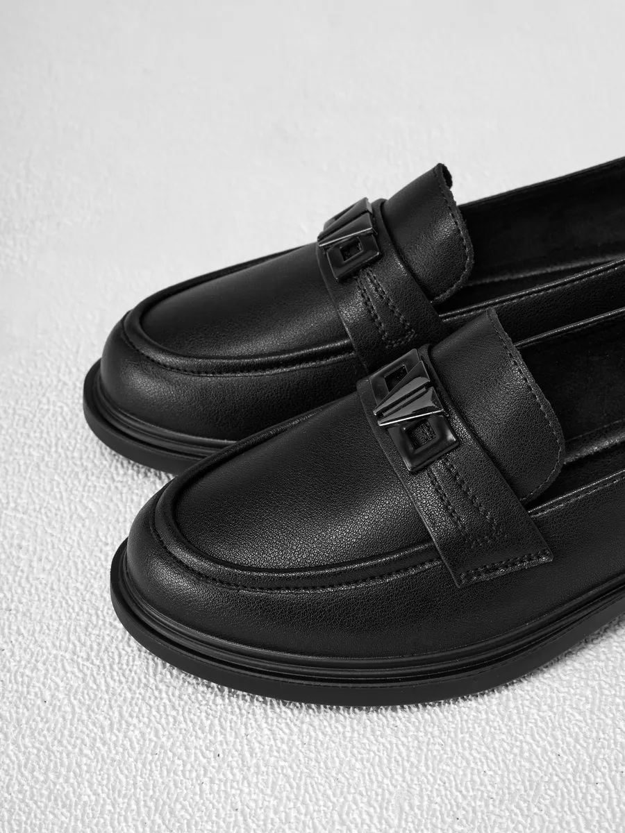 Лоферы женские натуральная кожа черные осенние CV392-020