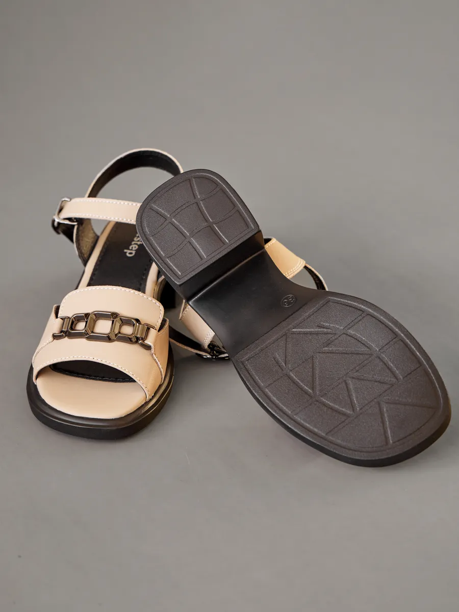 Босоножки женские летние на каблуке бежевые 51-BKY4-12-108k