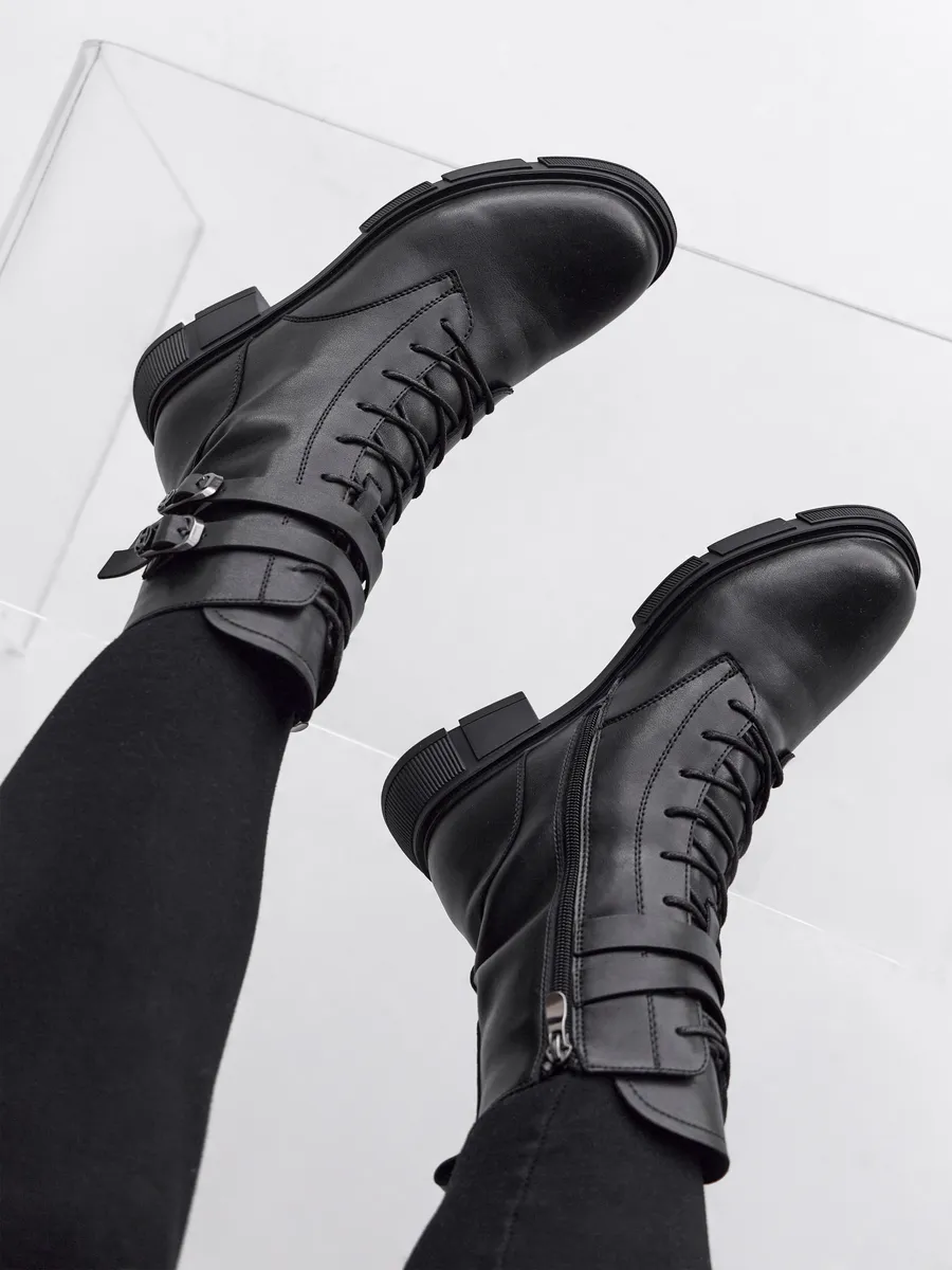 Ботинки женские зимние на каблуке высокие черные 42-ZBE25-22-101