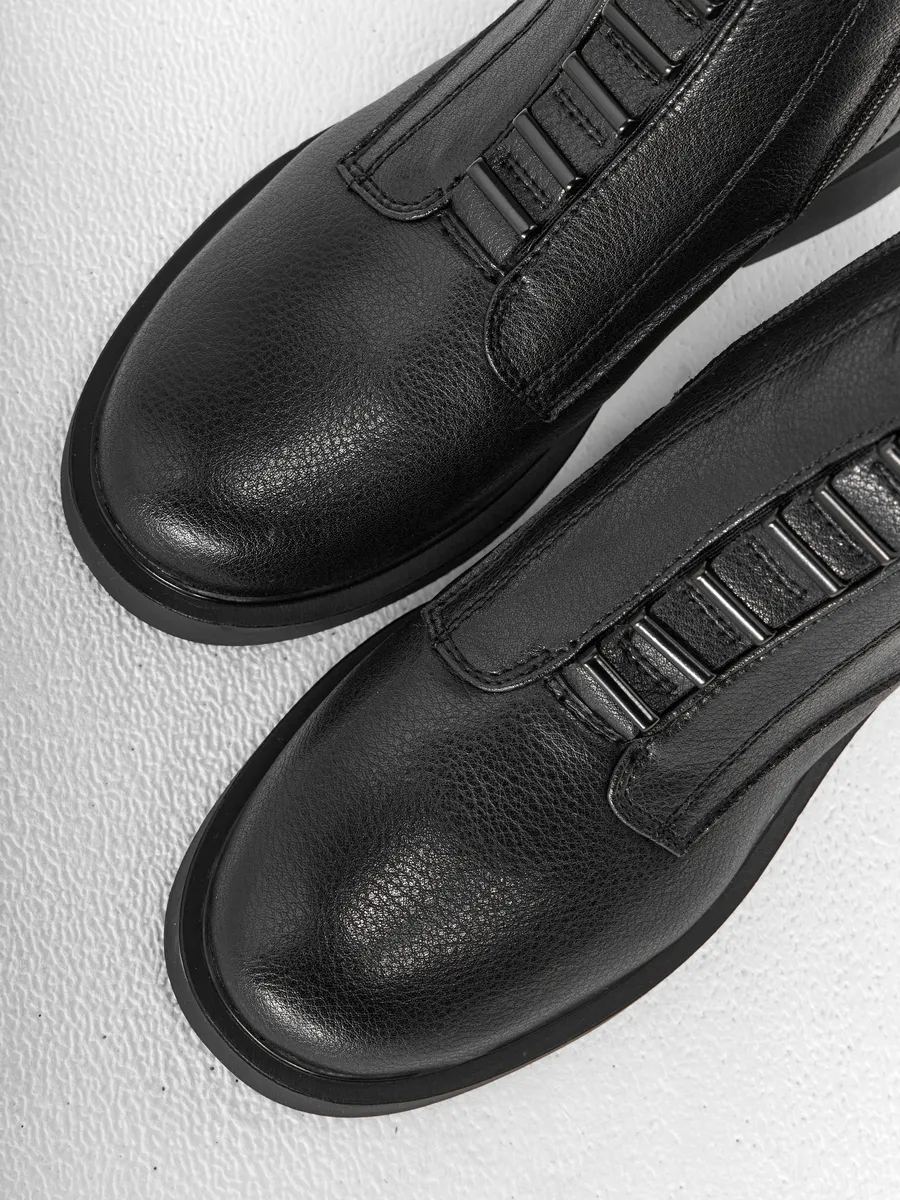 Ботинки женские зимние натуральная кожа на каблуке черные 25-ZBA9-3-101