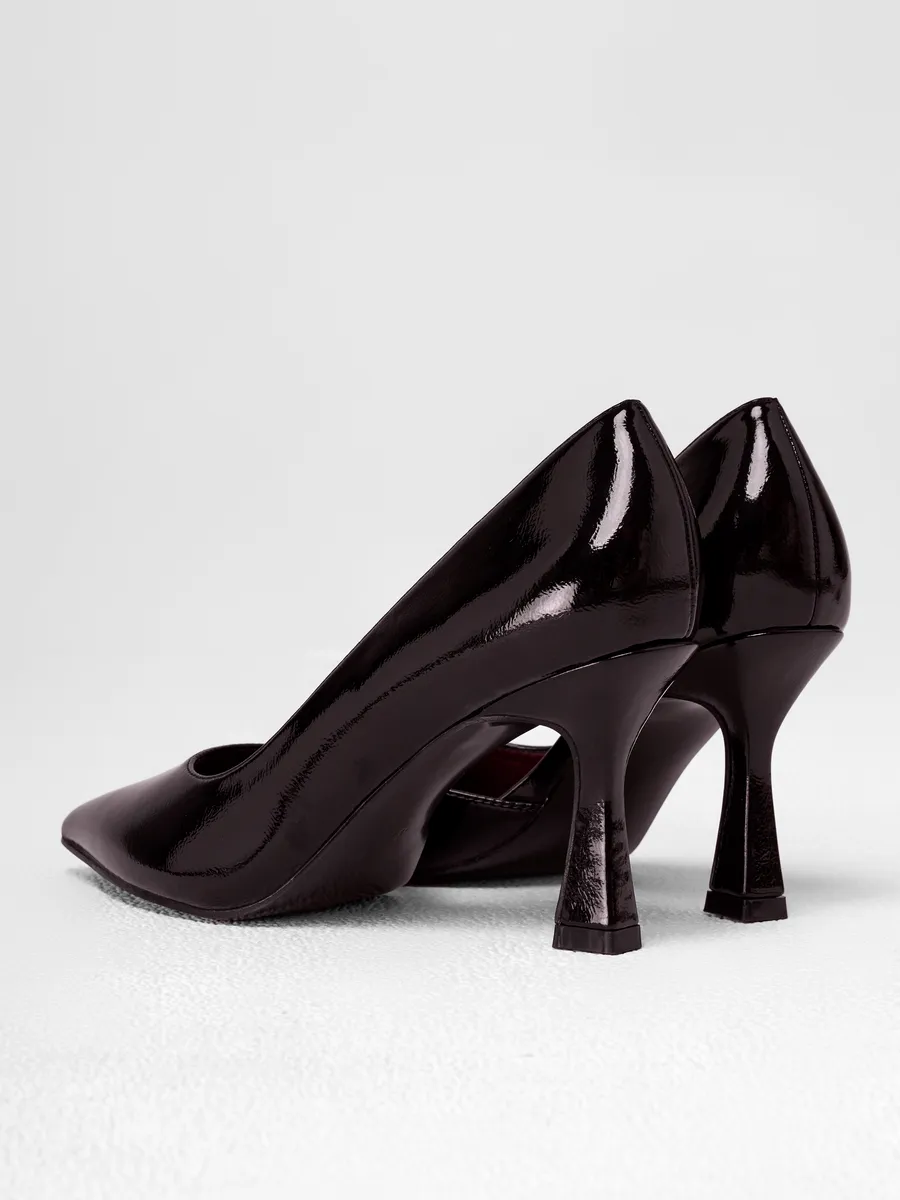 Туфли женские на каблуке вечерние лакированные черные HIR-52511-1A-AP