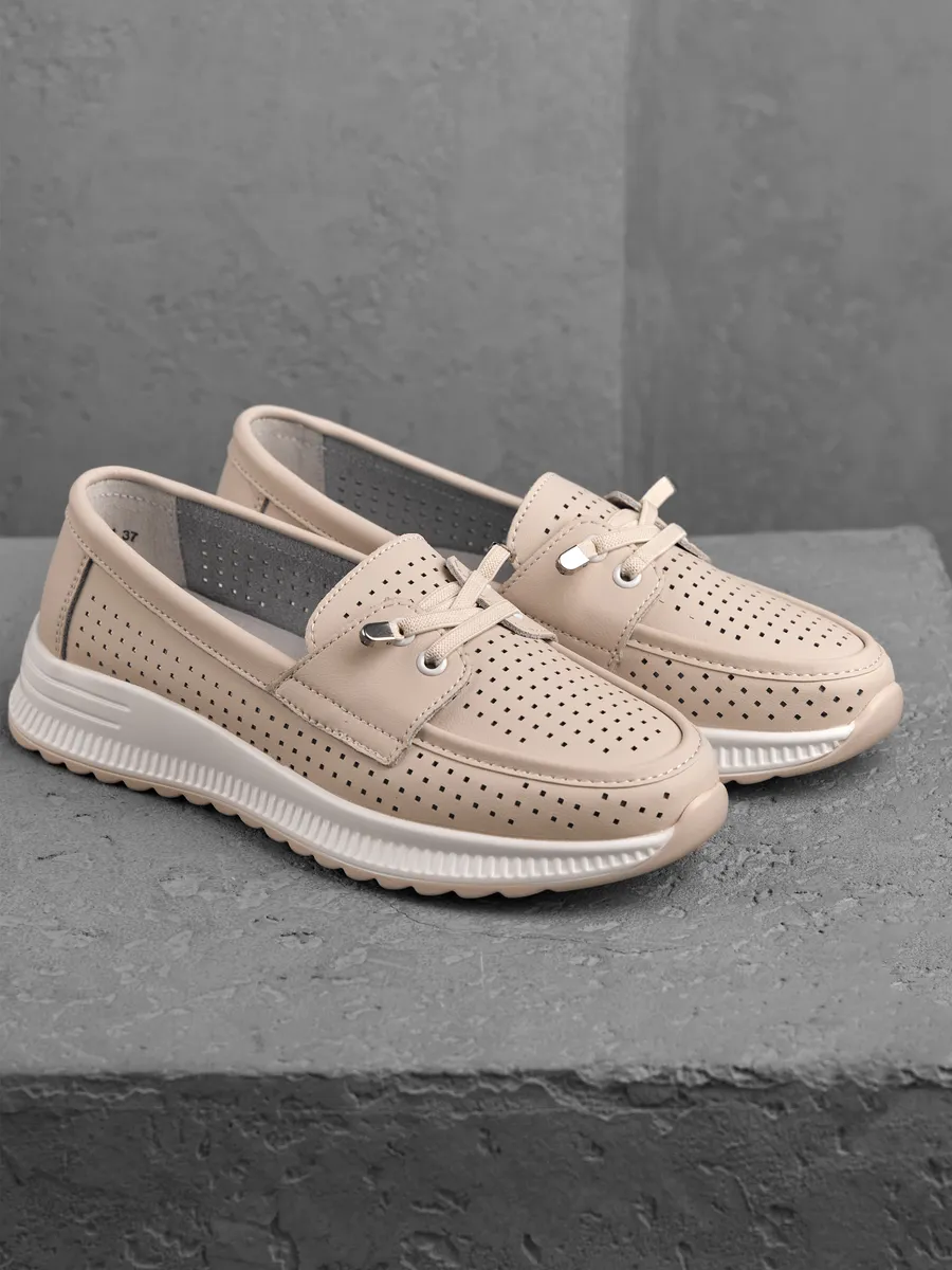 Мокасины женские летние дышащие натуральная кожа 41-TPY9-14-111