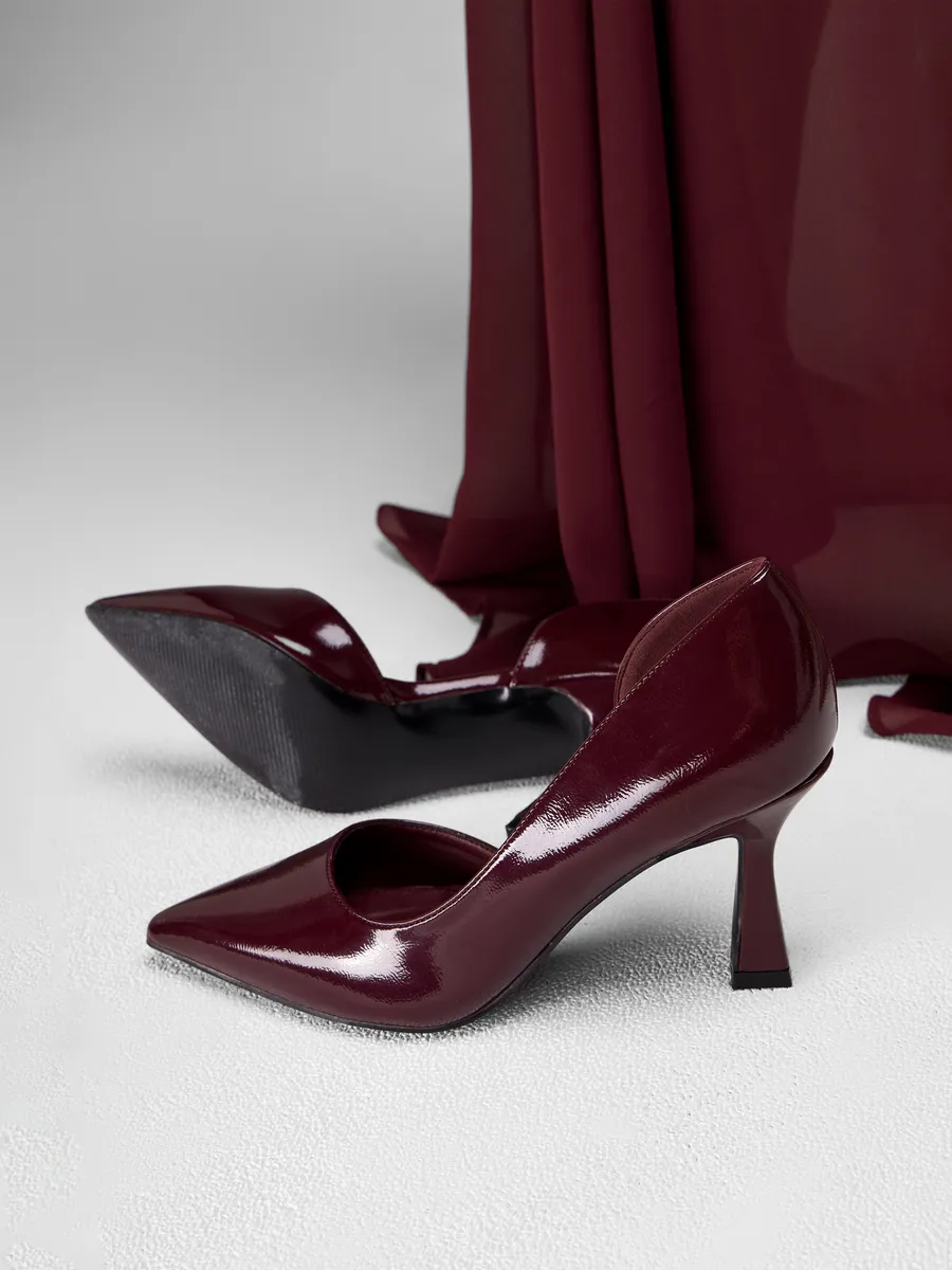 Туфли женские на каблуке вечерние лакированные бордовые HIR-52511-1E-AP