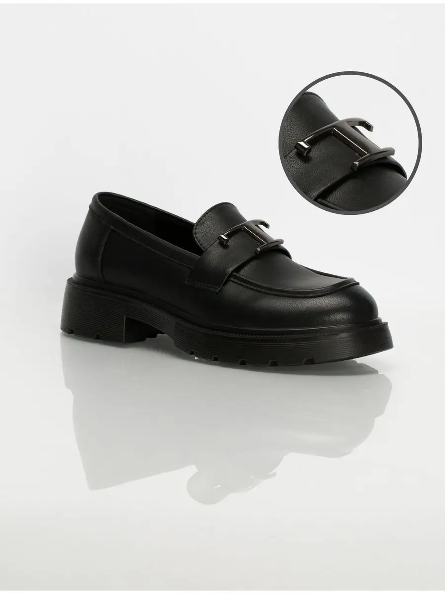 Лоферы женские натуральная кожа осенние на платформе черные 22R3-21-101