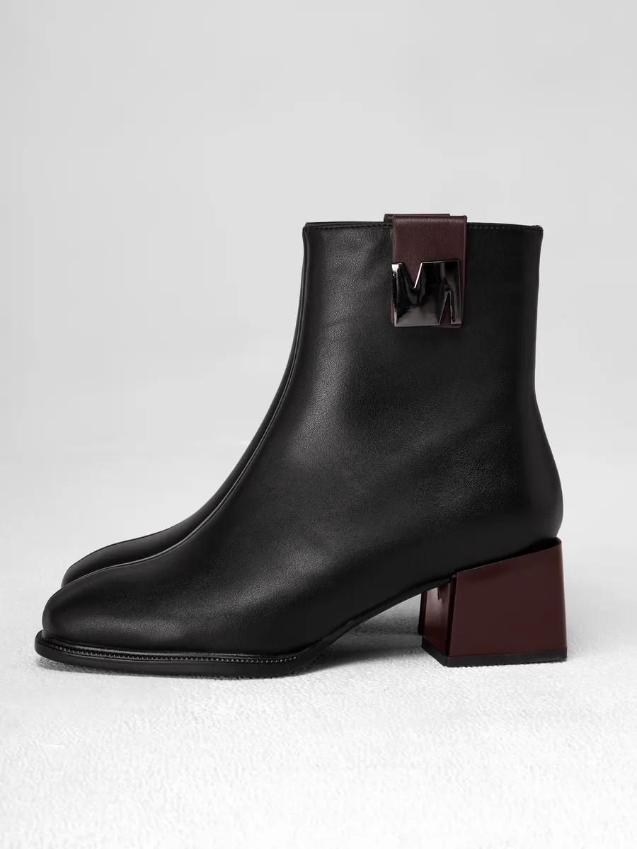 Ботильоны женские демисезонные натуральная кожа на каблуке SOU-52033-1A-SB