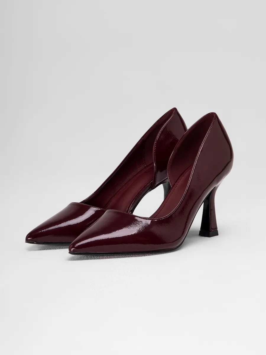 Туфли женские на каблуке вечерние лакированные бордовые HIR-52511-1E-AP