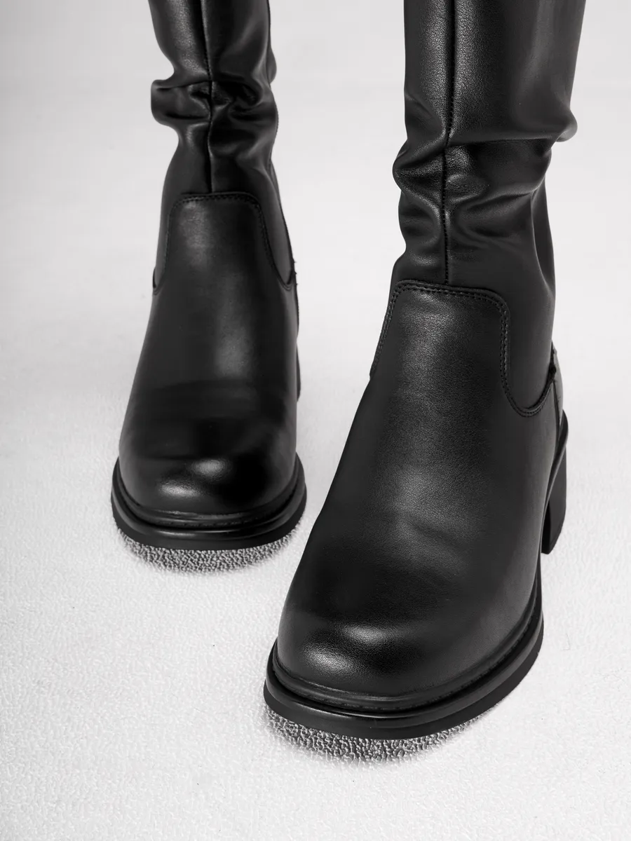 Сапоги женские зимние натуральная кожа на каблуке 25-WPE21-14-101