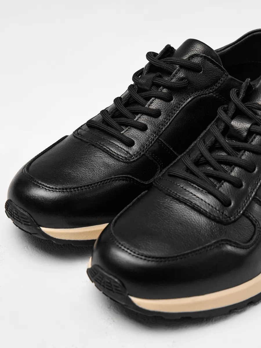 Кроссовки женские демисезонные натуральная кожа черные RW201-010k