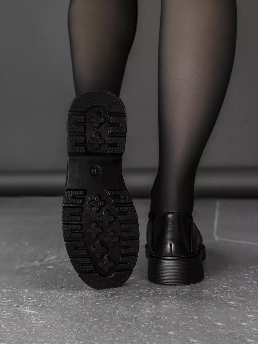 Лоферы женские натуральная кожа осенние черные GC053-010