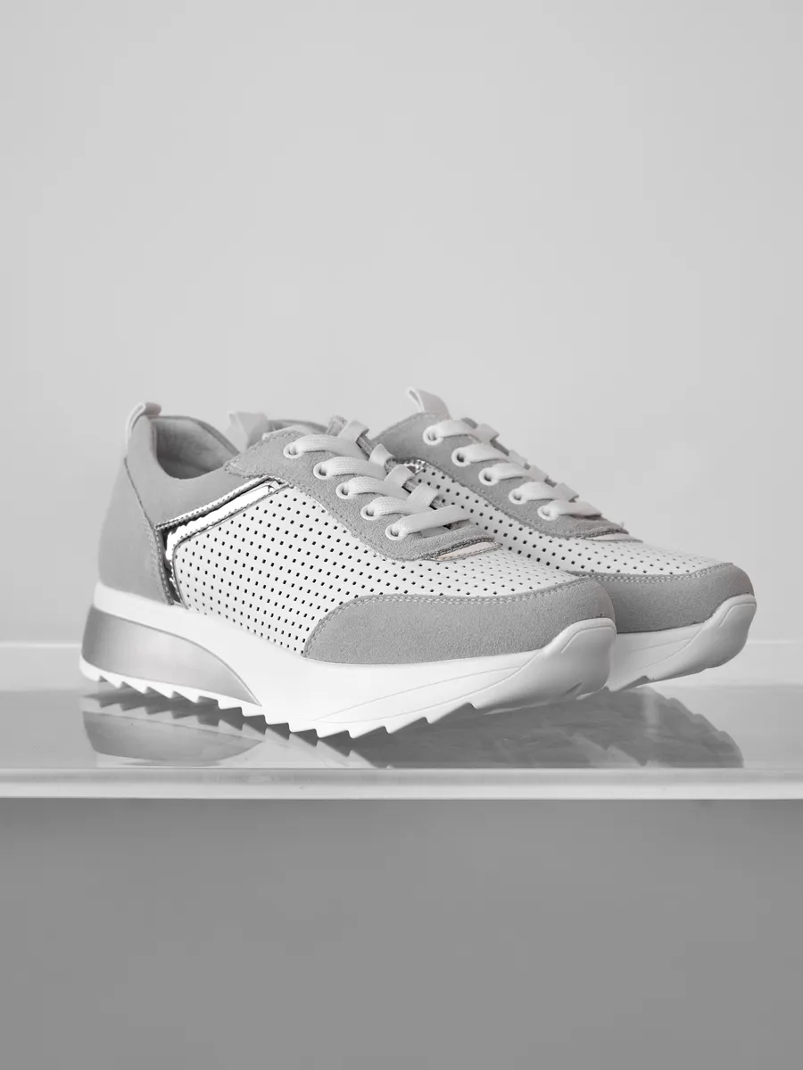 Кроссовки женские летние белые дышащие на платформе FB218-020