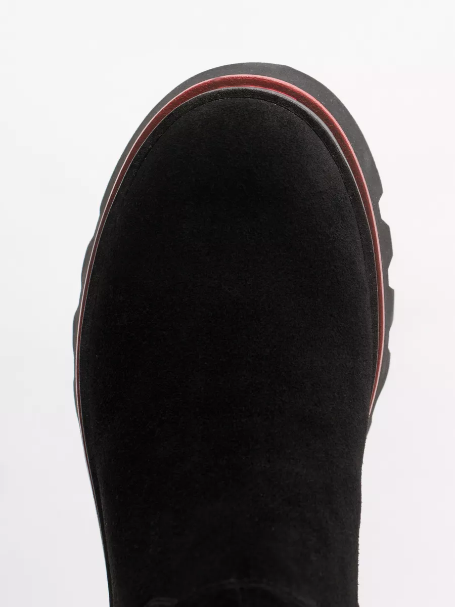 Сапоги женские зимние натуральная замша черные высокие XJU-12751-2A-SW