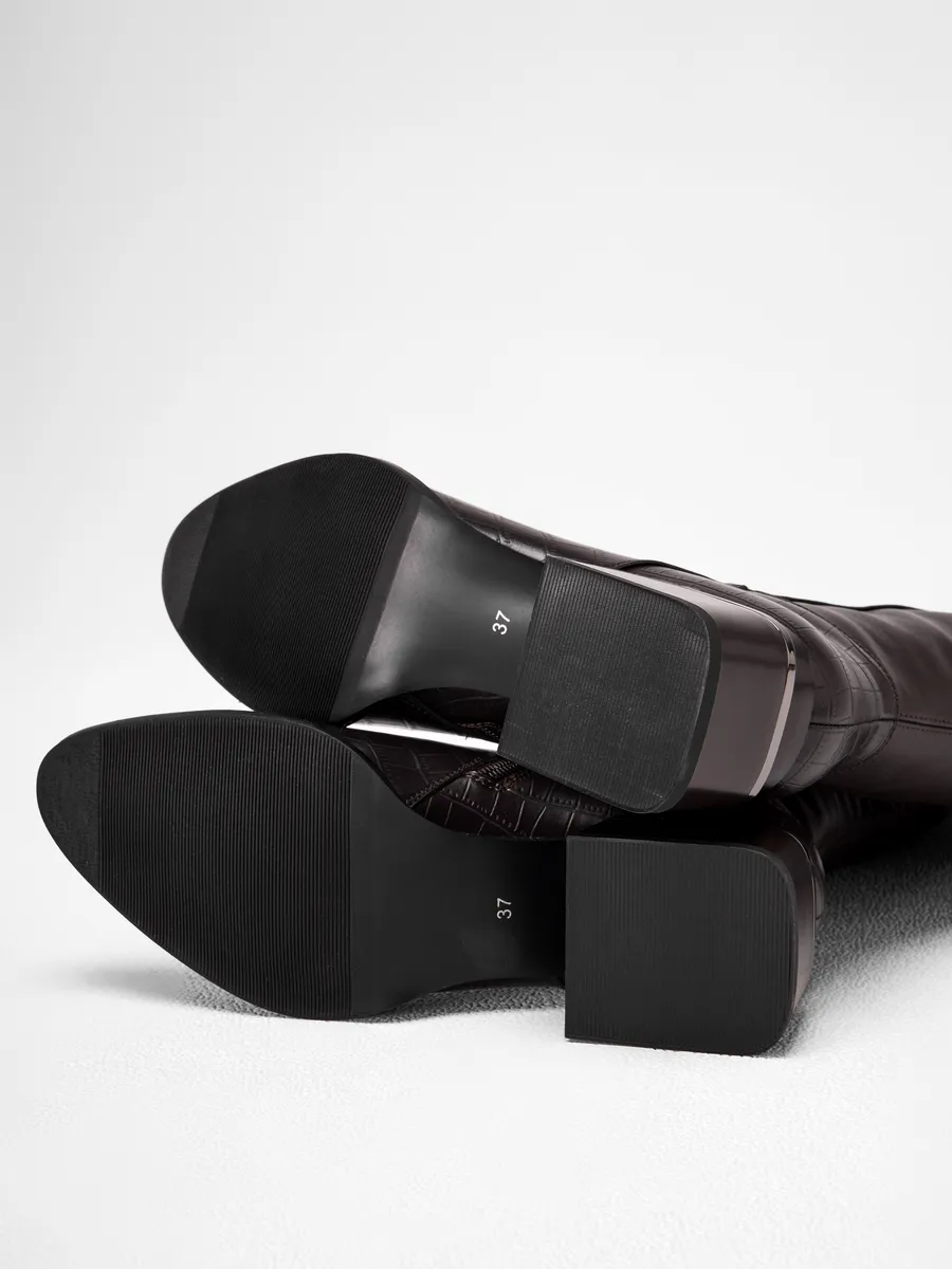 Сапоги женские демисезонные на каблуке натуральная кожа MH772-013k