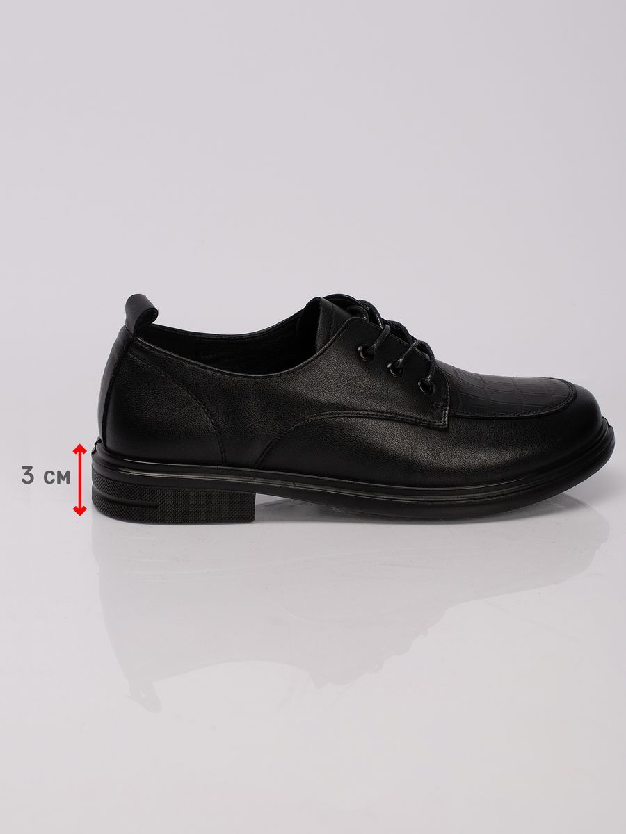Туфли женские натуральная кожа осенние черные на каблуке 31R6-3-011