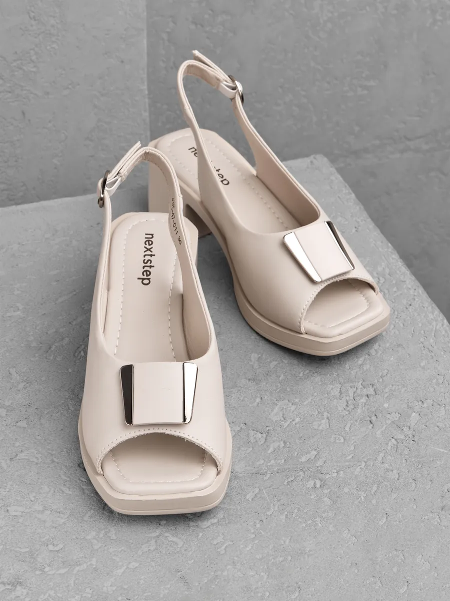 Босоножки женские летние натуральная кожа на среднем каблуке 31F5-47-011