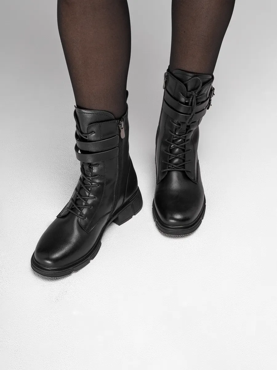 Ботинки женские зимние на каблуке высокие черные 42-ZBE25-22-101