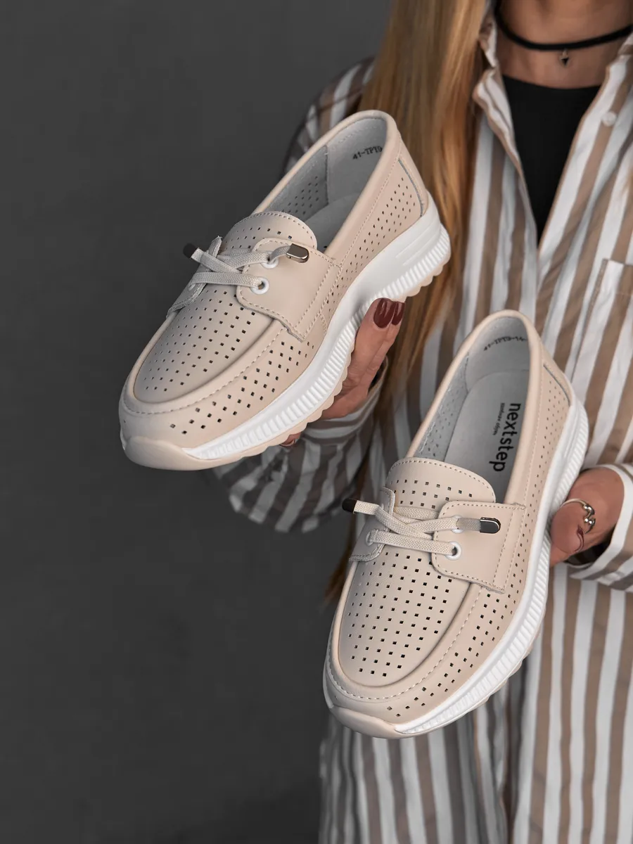 Мокасины женские летние дышащие натуральная кожа 41-TPY9-14-111