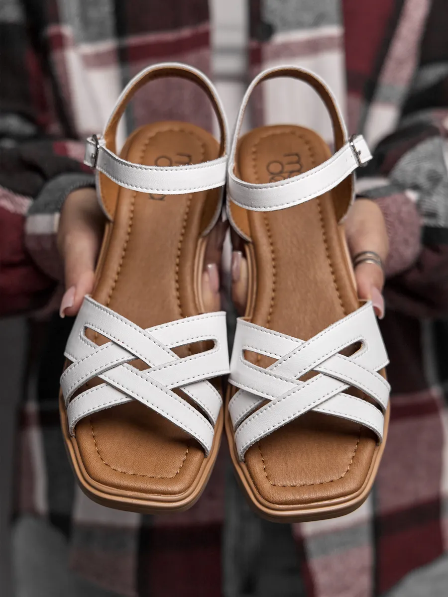 Босоножки женские летние натуральная кожа на каблуке UXH-51100-2B-SPk